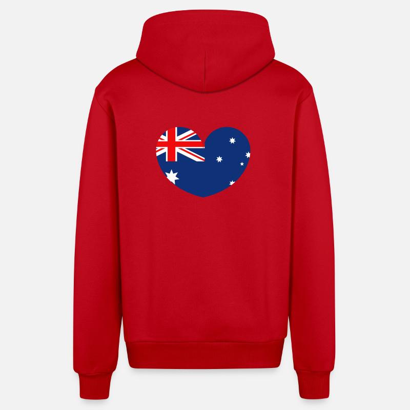 Drapeau australien avec cœur - Veste à capuche bio décontractée fabriquée en UE - rouge