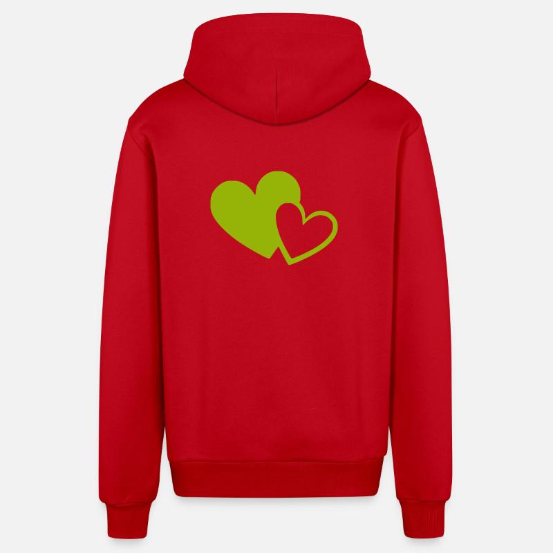 Cœur vert motif de cœurs verts - Veste à capuche bio décontractée fabriquée en UE - rouge