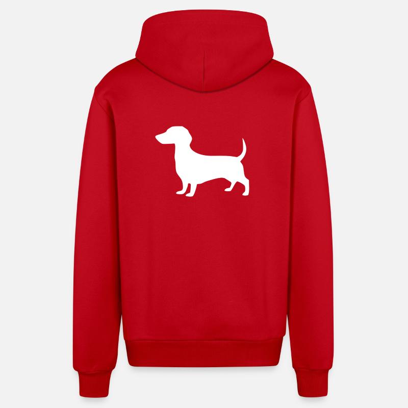 Silhouettes blanches des Teckels - Veste à capuche bio décontractée fabriquée en UE - rouge