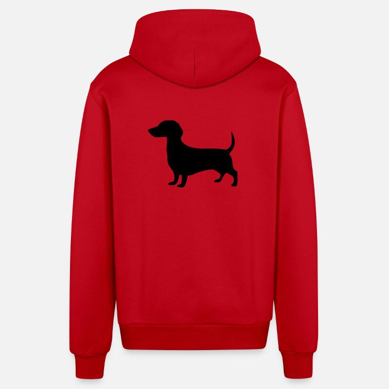 Silhouettes des Teckels noirs - Veste à capuche bio décontractée fabriquée en UE - rouge