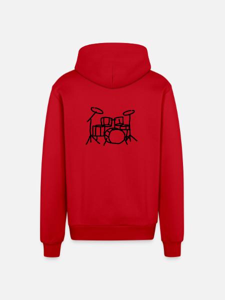 Drums Drummer Musical Instrument - Organic Relaxed Hooded Jacket Made in EU - red