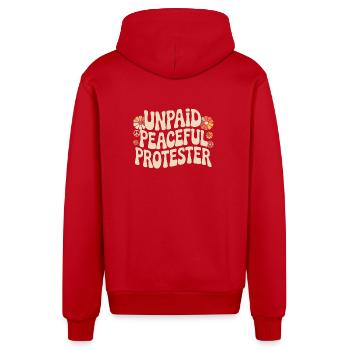 Militant pacifique non rémunéré déclarant Manifestation - Veste à capuche bio décontractée fabriquée en UE - rouge - Dos