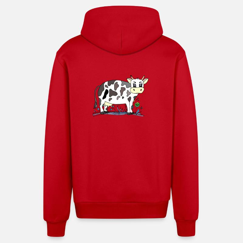 Vache - Veste à capuche bio décontractée fabriquée en UE - rouge