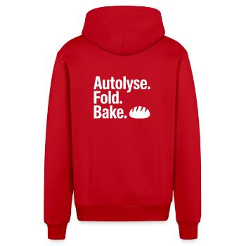 Autolyse Fold Backe Bread Kunst - Organic Relaxed Kapuzenjacke Made in EU - Rot - Hinten