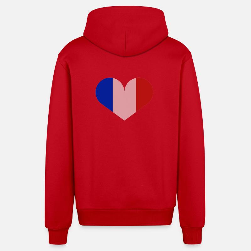 Drapeau français - Veste à capuche bio décontractée fabriquée en UE - rouge