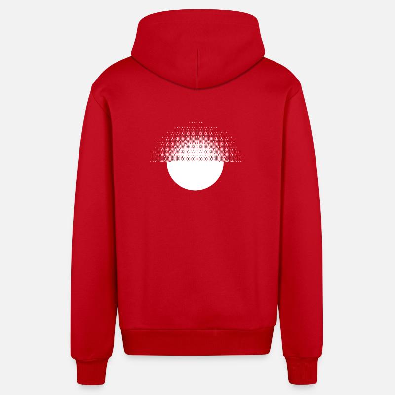 Geometrisches Sonnendesign - Organic Relaxed Kapuzenjacke Made in EU - Rot