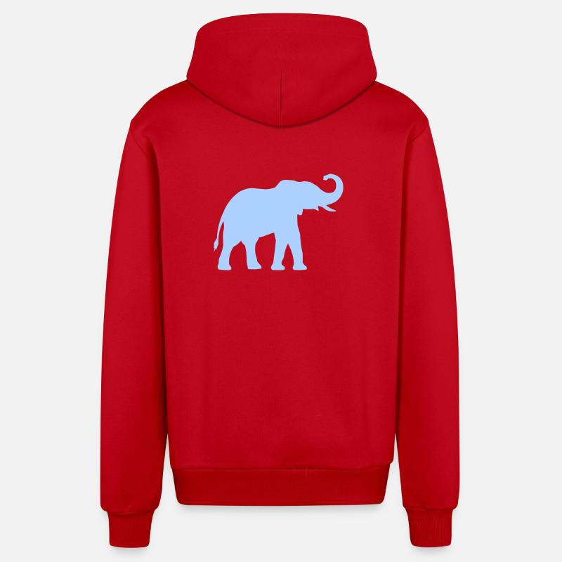 Blue elephant outline - Organic Relaxed Hooded Jacket Made in EU - red
