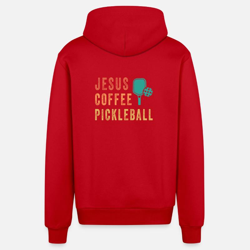 Jesus Coffee Pickleball - Veste à capuche bio décontractée fabriquée en UE - rouge