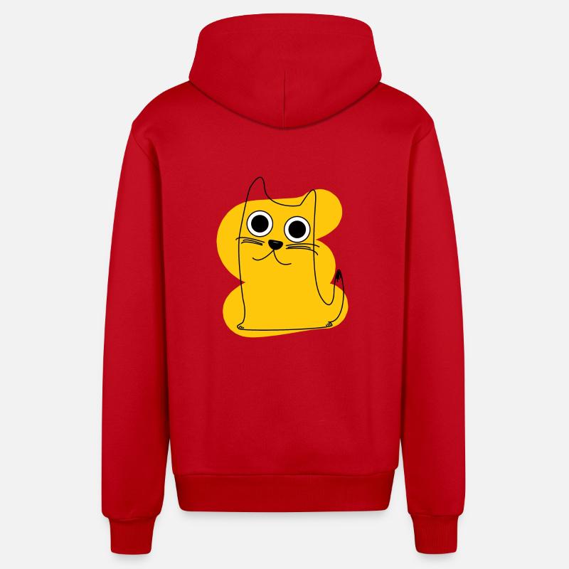 Chat jaune - Veste à capuche bio décontractée fabriquée en UE - rouge