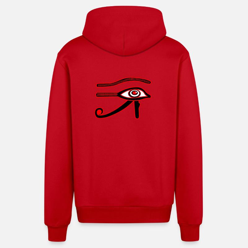 Oeil de râ oeil d’horus - Veste à capuche bio décontractée fabriquée en UE - rouge