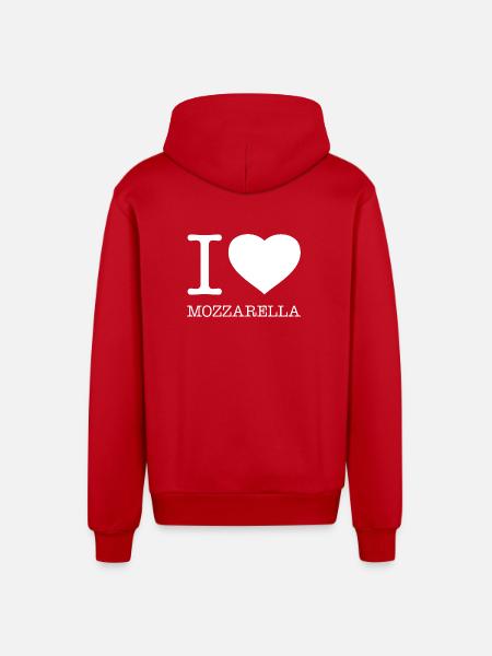 I LOVE MOZZARELLA - Organic Relaxed Hooded Jacket Made in EU - red