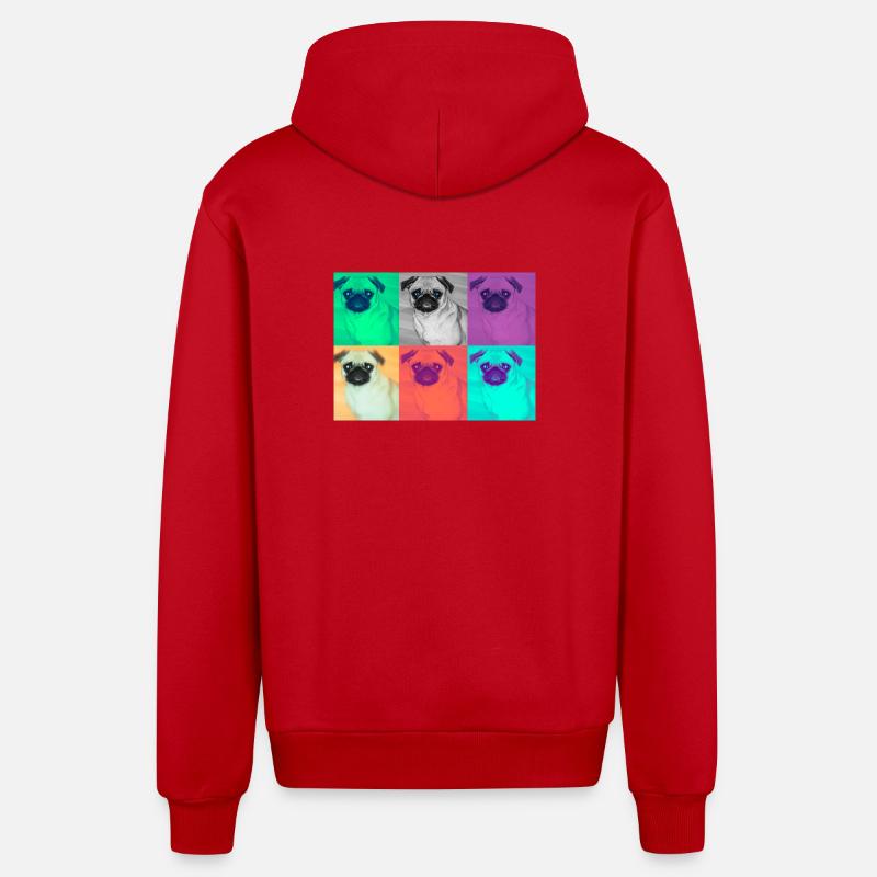 Pop Art Conception de chien - Veste à capuche bio décontractée fabriquée en UE - rouge