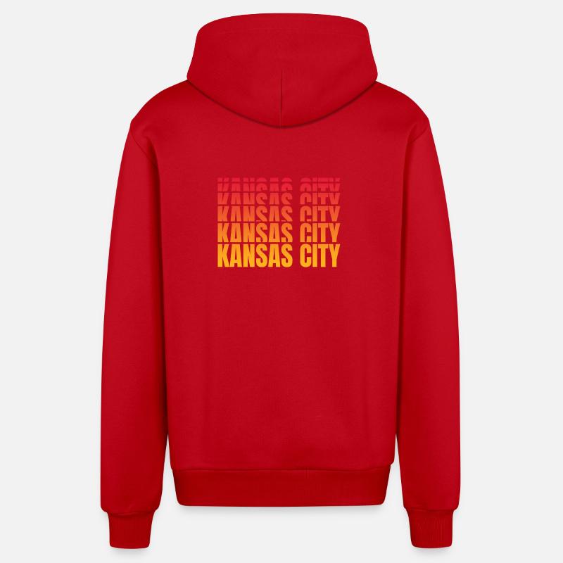 Séquence de gradient de Kansas City - Veste à capuche bio décontractée fabriquée en UE - rouge