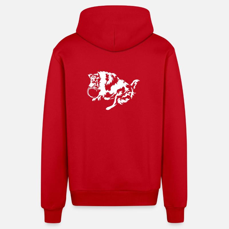 Border Collie « Black Edition » - Veste à capuche bio décontractée fabriquée en UE - rouge