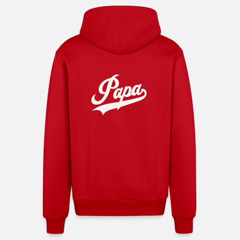 Classic Papa Script - Organic Relaxed Hooded Jacket Made in EU - red