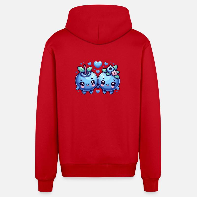 Design mignon avec des myrtilles - Veste à capuche bio décontractée fabriquée en UE - rouge