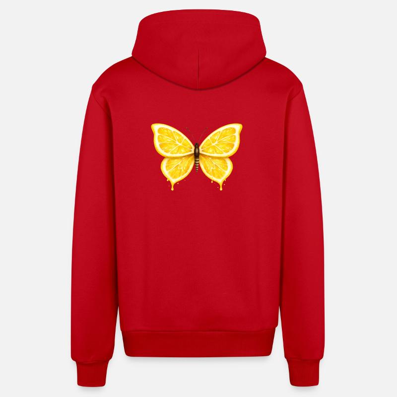 Ailes de citron – Papillon Fruit Lumineux - Veste à capuche bio décontractée fabriquée en UE - rouge