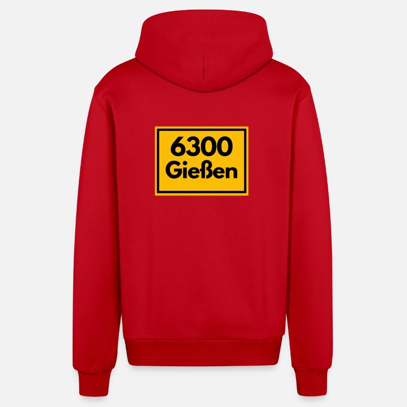ANCIEN CODE POSTAL RETRO 6300 GIESSEN - Veste à capuche bio décontractée fabriquée en UE - rouge