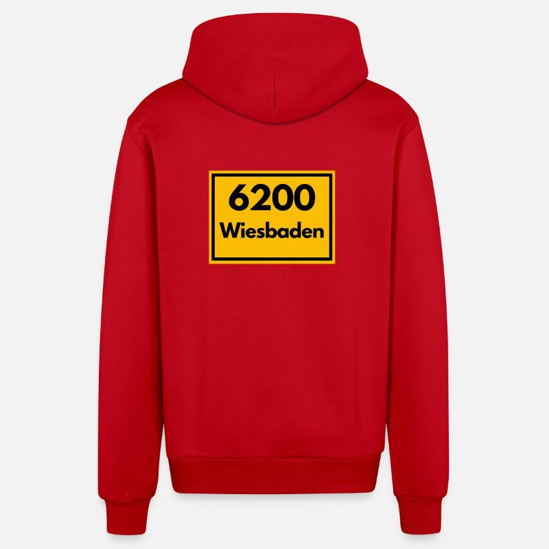 ANCIEN CODE POSTAL RETRO 6200 WIESBADEN - Veste à capuche bio décontractée fabriquée en UE - rouge