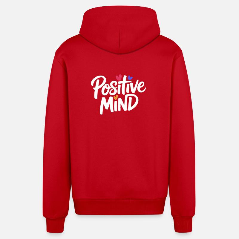Lettrage Mental Positif - Veste à capuche bio décontractée fabriquée en UE - rouge