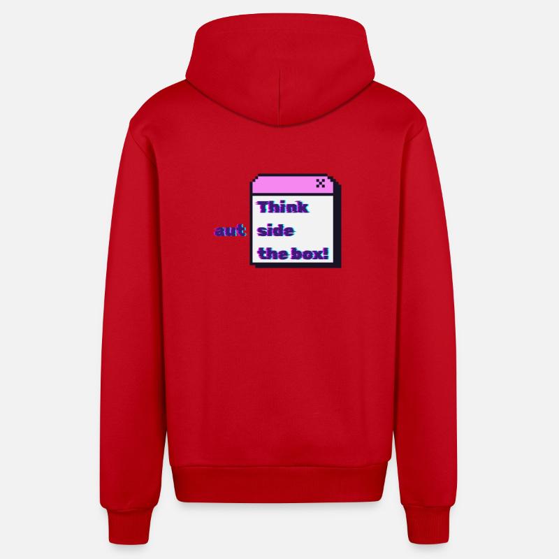 Think autside the box - Glitch - Organic Relaxed Hooded Jacket Made in EU - red