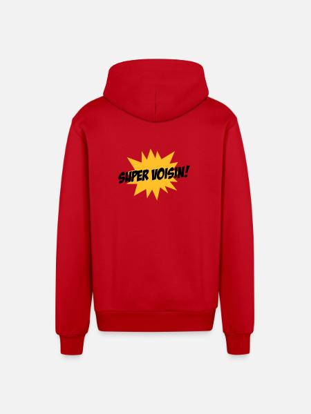 Super Voisin ! - Veste à capuche bio décontractée fabriquée en UE - rouge
