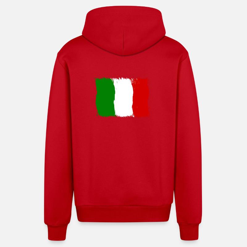 Italie Drapeau italien Drapeau Cadeau - Veste à capuche bio décontractée fabriquée en UE - rouge