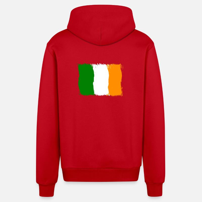 Irlande , Drapeau Drapeau Cadeau - Veste à capuche bio décontractée fabriquée en UE - rouge