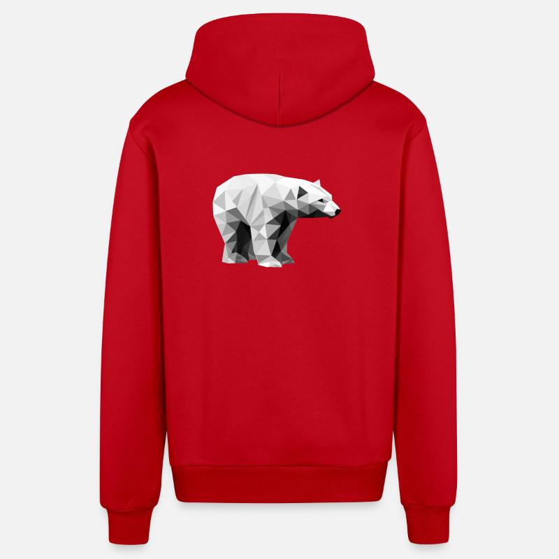 Geometrischer Eisbär | Low-Poly-Arktis-Tier - Organic Relaxed Kapuzenjacke Made in EU - Rot
