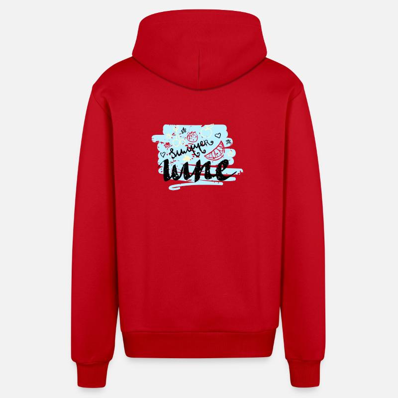 Sommer Scribble Früchte - Organic Relaxed Kapuzenjacke Made in EU - Rot