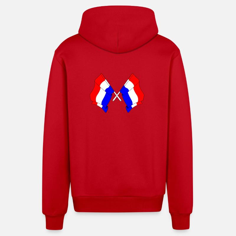 Deux drapeaux Pays-Bas - Veste à capuche bio décontractée fabriquée en UE - rouge