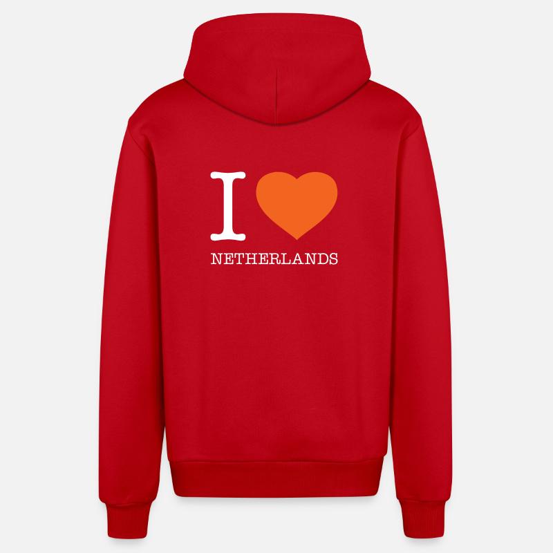 J’ADORE LES PAYS-BAS - Veste à capuche bio décontractée fabriquée en UE - rouge