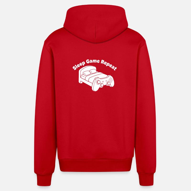 Gaming Bed Controller Design - Organic Relaxed Hooded Jacket Made in EU - red