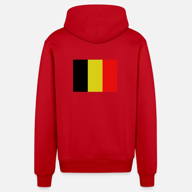 Drapeau belge - Veste à capuche bio décontractée fabriquée en UE - rouge