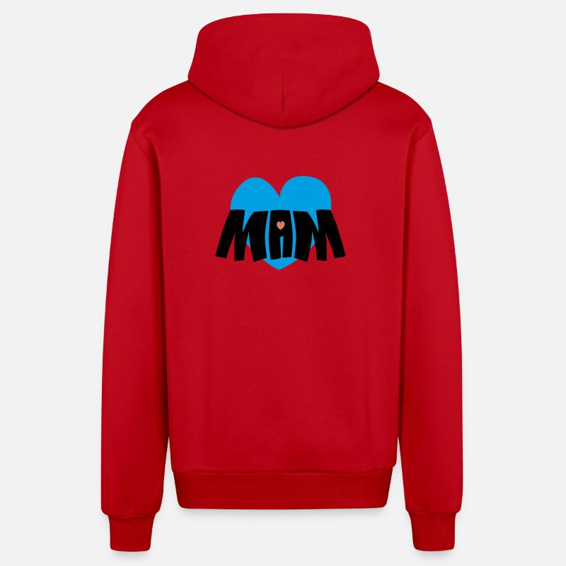 Cœur de maman - Veste à capuche bio décontractée fabriquée en UE - rouge