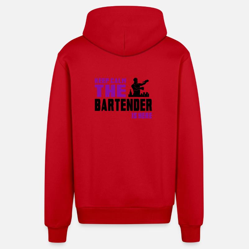 Keep Calm Barkeeper Design - Organic Relaxed Kapuzenjacke Made in EU - Rot
