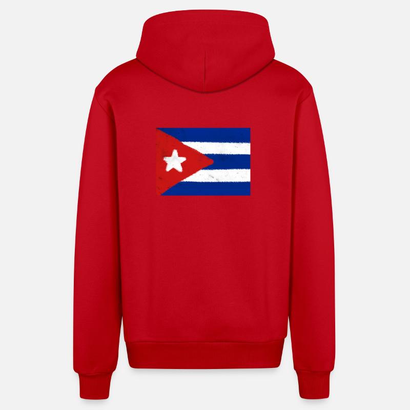 Drapeau de Cuba - Veste à capuche bio décontractée fabriquée en UE - rouge