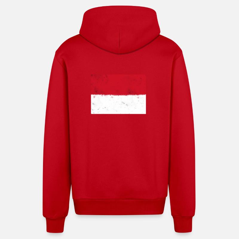 Drapeau de Monaco - Veste à capuche bio décontractée fabriquée en UE - rouge