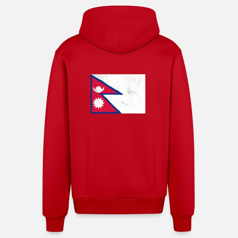 Drapeau du Népal - Veste à capuche bio décontractée fabriquée en UE - rouge