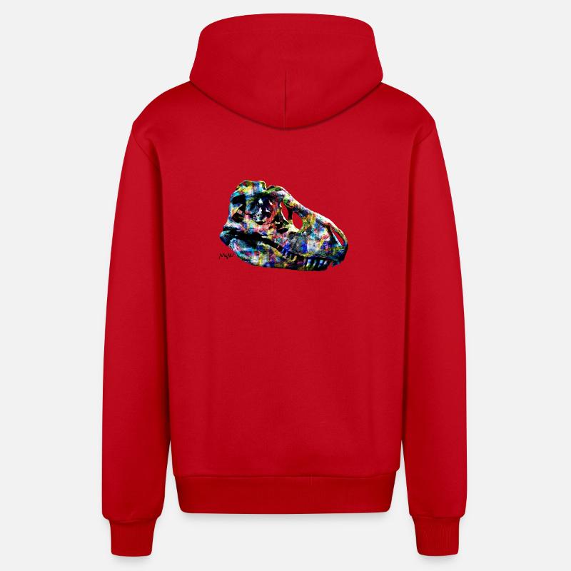 tarbosaurus - Organic Relaxed Hooded Jacket Made in EU - red