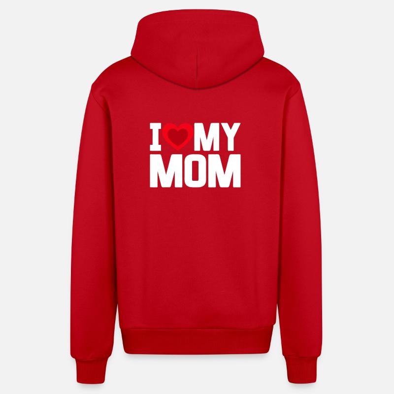 J’aime ma mère - Veste à capuche bio décontractée fabriquée en UE - rouge
