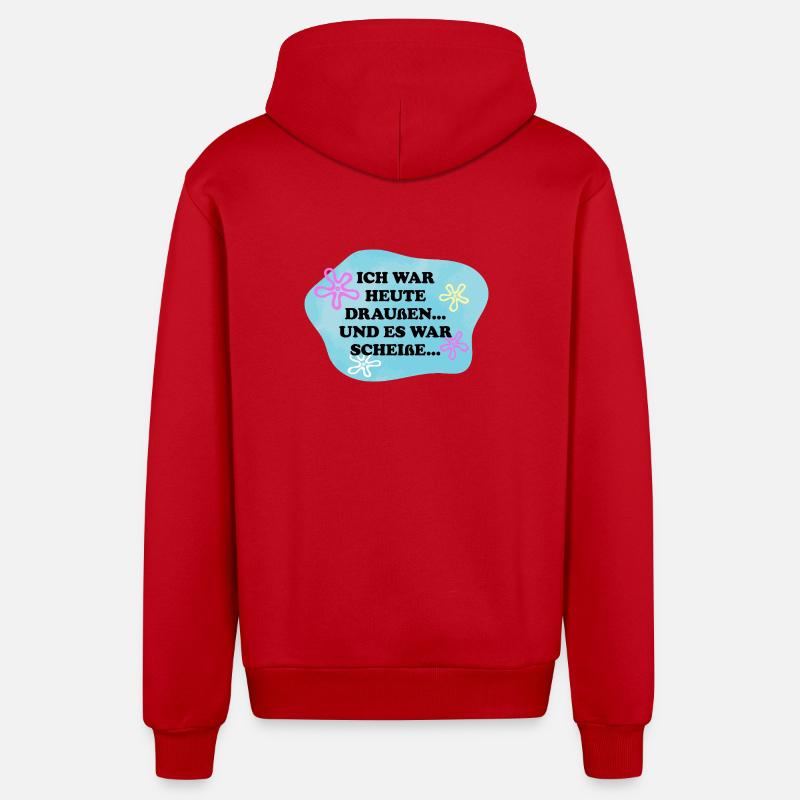 Ich war draußen | Sarkasmus Retro Meme - Organic Relaxed Kapuzenjacke Made in EU - Rot