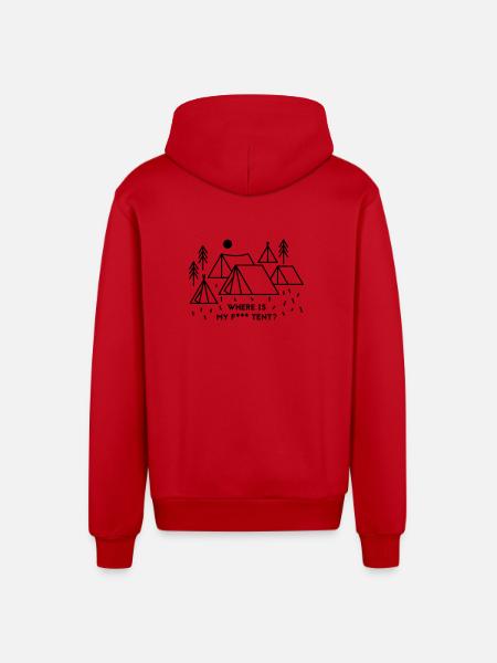 Where is my tent? - Organic Relaxed Kapuzenjacke Made in EU - Rot