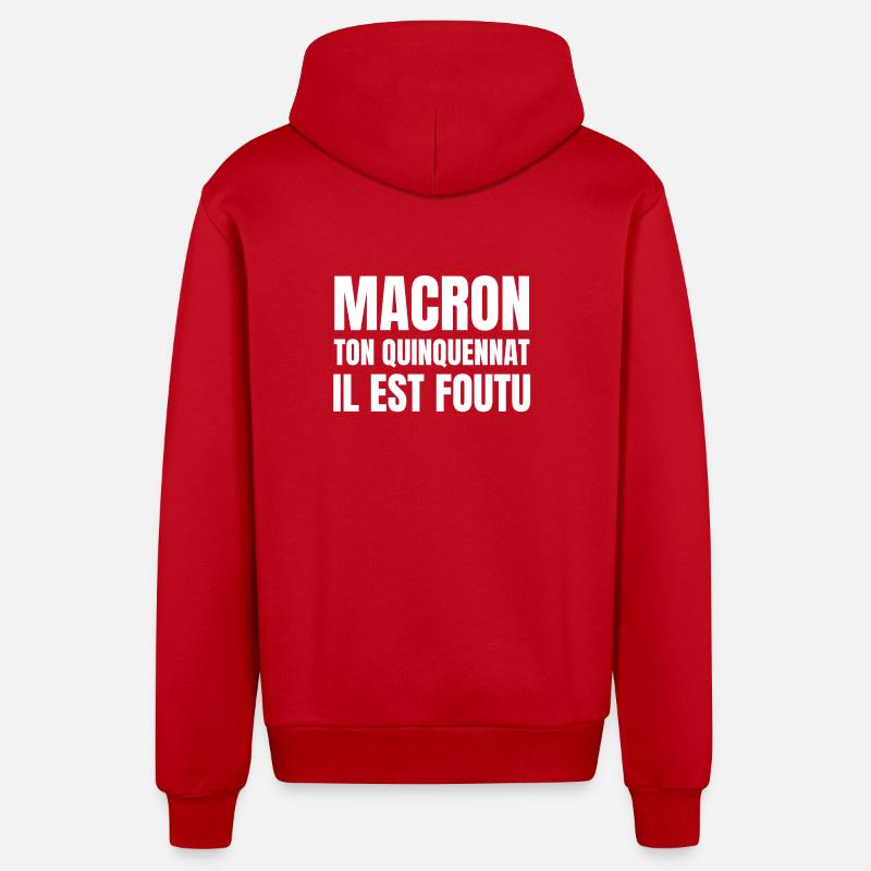 Macron, réforme des retraites - Veste à capuche bio décontractée fabriquée en UE - rouge