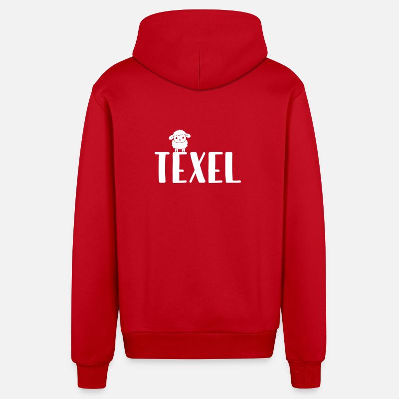 Mouton mignon Texel - Veste à capuche bio décontractée fabriquée en UE - rouge