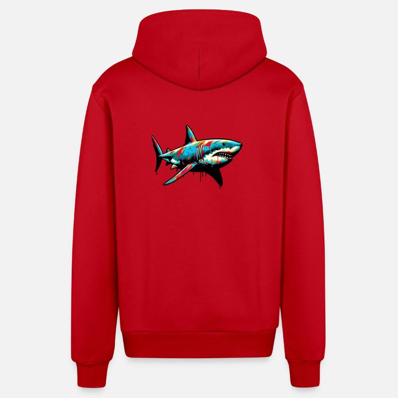 Requin - Veste à capuche bio décontractée fabriquée en UE - rouge