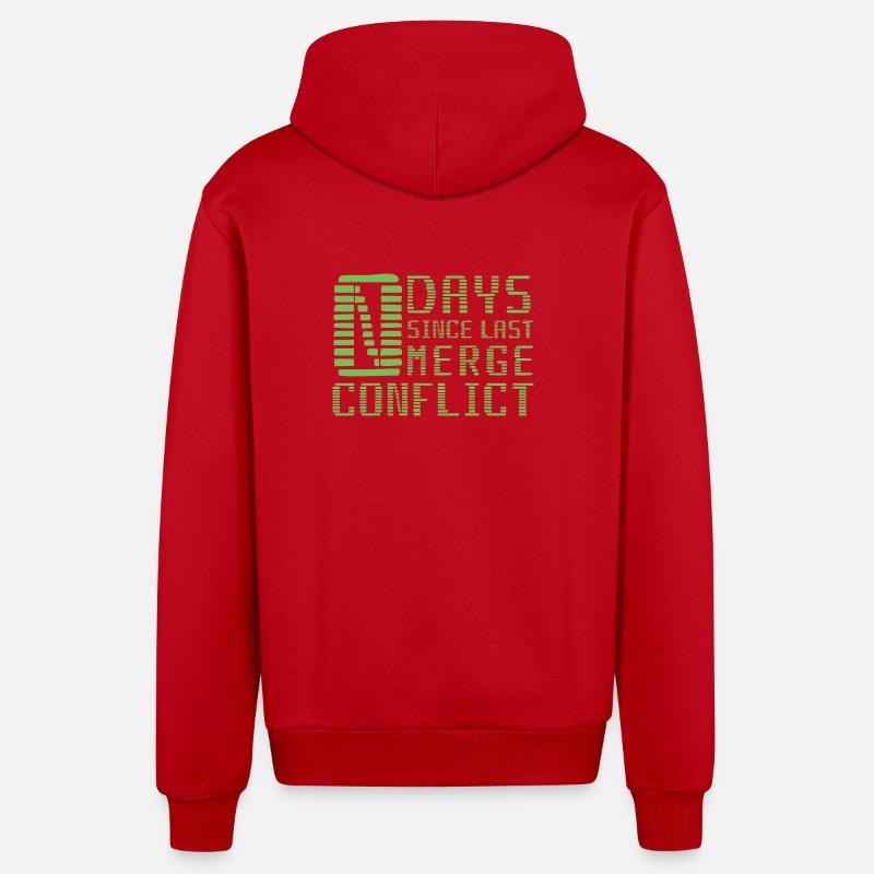 Merge Conflict Software Developer Entwickler Geek - Organic Relaxed Kapuzenjacke Made in EU - Rot