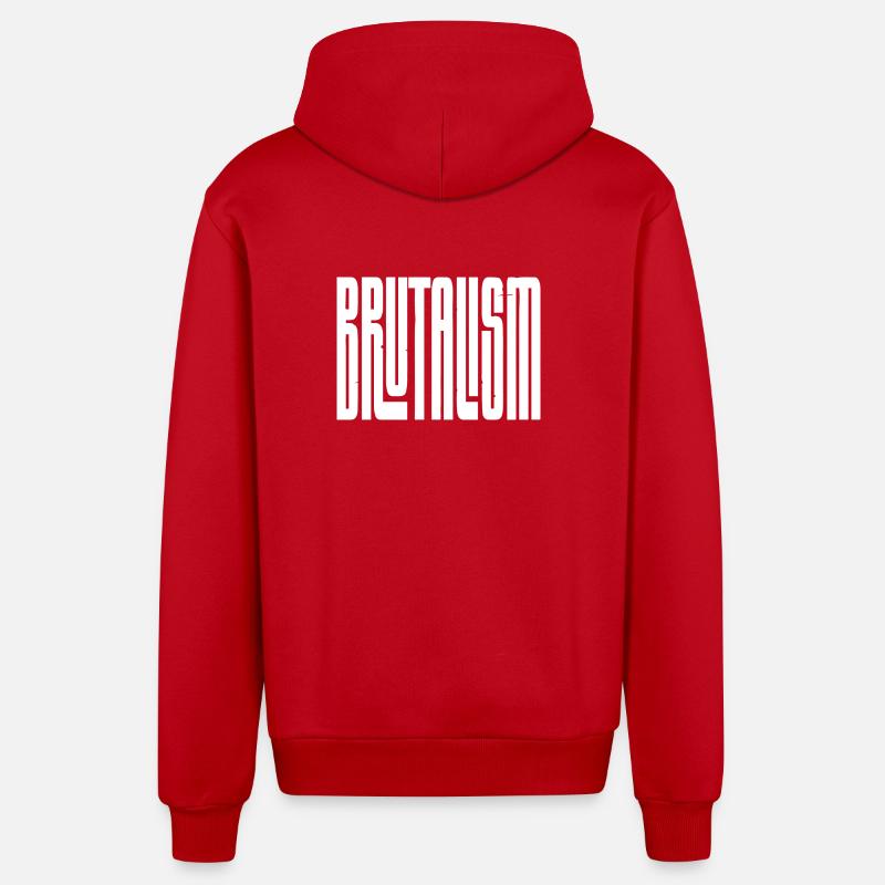 Brutalisme Typographie concrète - Veste à capuche bio décontractée fabriquée en UE - rouge