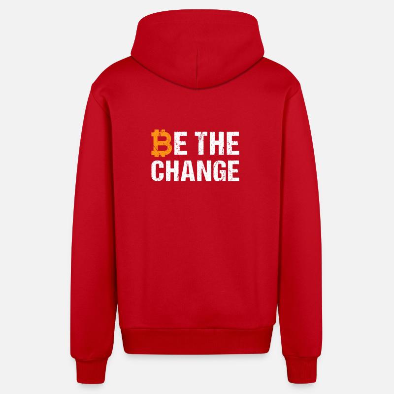 Bitcoin Be The Change - Veste à capuche bio décontractée fabriquée en UE - rouge