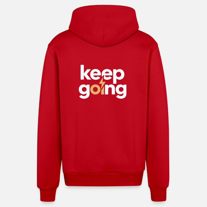 Keep Going - Motivation & Energy Blitz - Organic Relaxed Hooded Jacket Made in EU - red